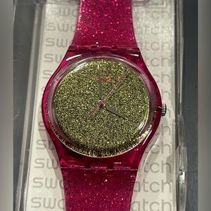NEW! Swatch Nuit Rose Watch GP149 Glitter